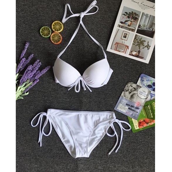 Bikini 2 Mảnh Nơ Ngực Cột Lưng Nhiều Màu, Đồ Bơi Tam Giác Gọng Mút Dày Gợi Cảm [Ảnh Chụp Thật] - OS021