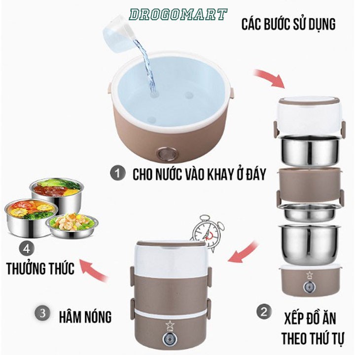 [BH 2 Năm]Hộp cơm giữ nhiệt văn phòng 3 tầng Star cao cấp - Cặp lồng ủ cơm 3 khay đựng đồ ăn,làm nóng nhanh, giữ nhiệt