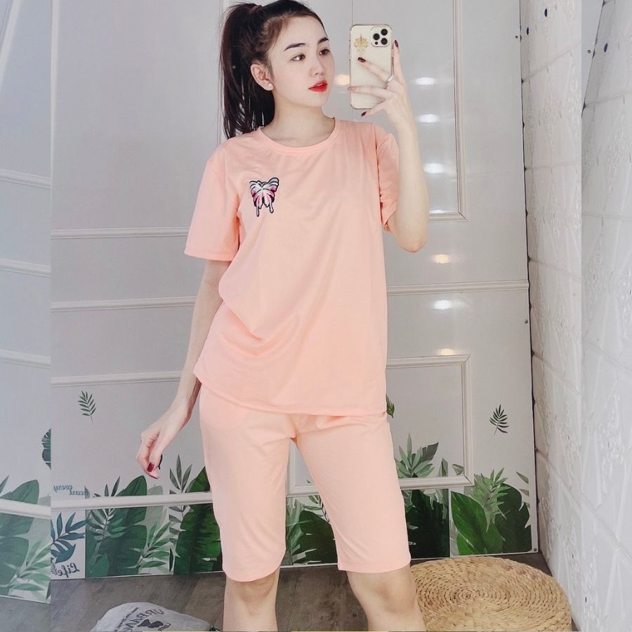 Quần Áo Bigsize Nữ Eshop Mặc Nhà Ngủ Đi Chơi Đồ Bộ Lửng Ngố Mùa Hè Đẹp Dễ Thương Cute Thun Cotton Thể Thao Db17