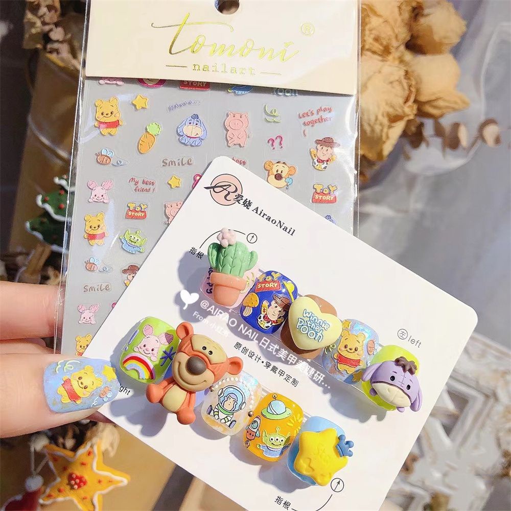 [Hàng mới về] Miếng dán trang trí móng tay siêu mỏng họa tiết hoạt hình 5d diy