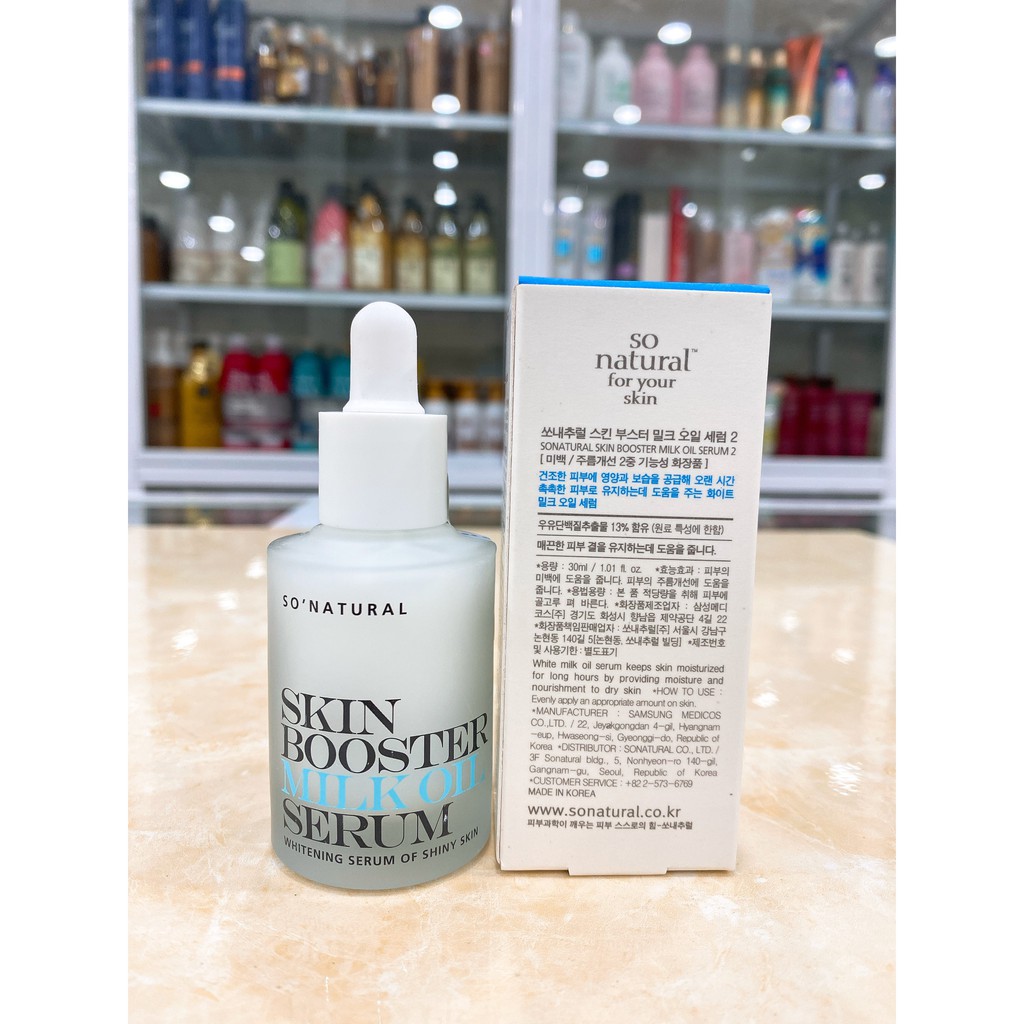 Tinh Chất Serum Kích Trắng Da Dưỡng Ẩm So Natural Skin Booster Milk Oil Serum 30ml Hàn Quốc