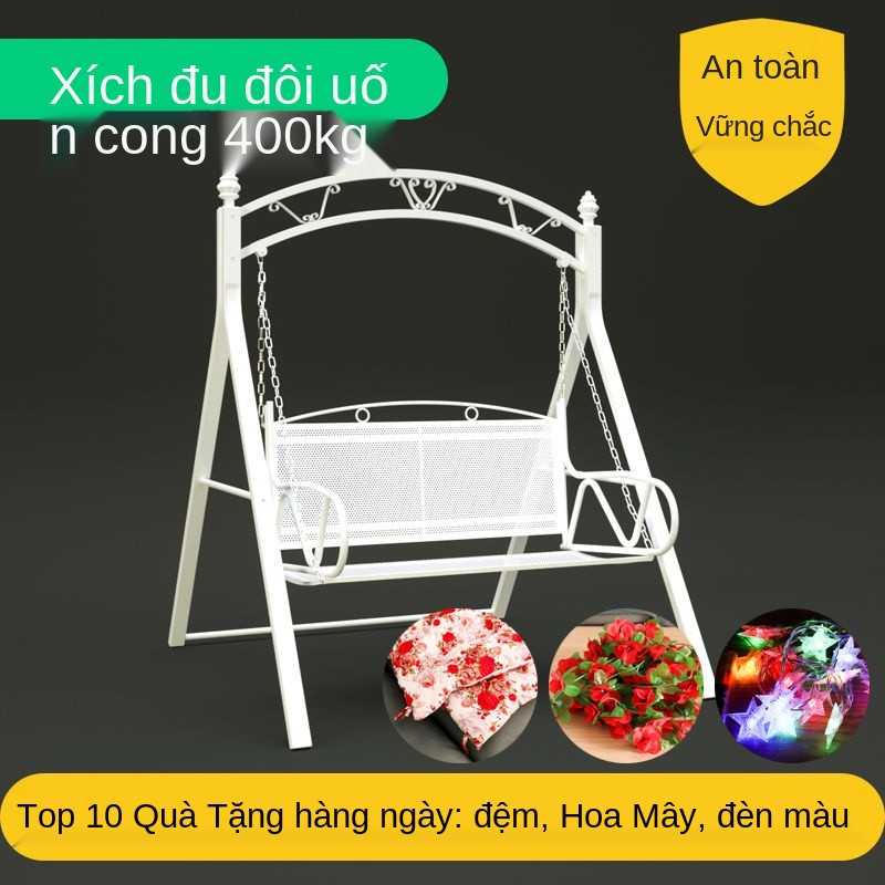 Ghế xích đu đôi ban công trong nhà người lớn trẻ em sắt mỹ thuật ngoài trời gia đình giỏ treo dày dặn sang trọng