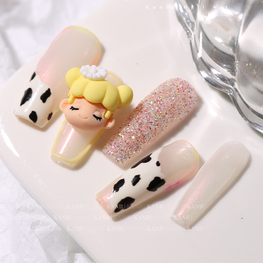 [Hàng mới về] Phụ kiện trang trí móng tay hình búp bê hoạt hình 3D làm từ nhựa resin màu kẹo dễ thương DIY