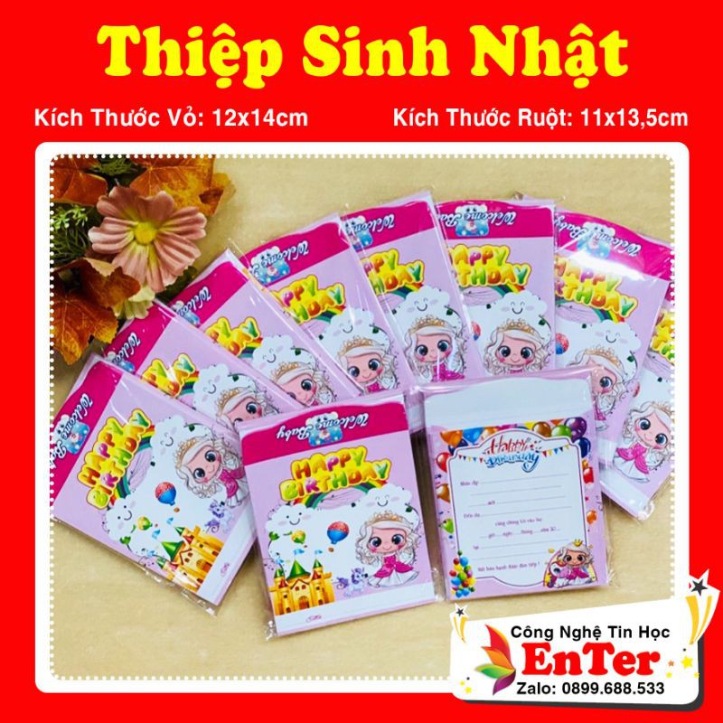 Thiệp Sinh Nhật Vuông - Hồng Nhạt Công Chúa (Xấp/10cái)