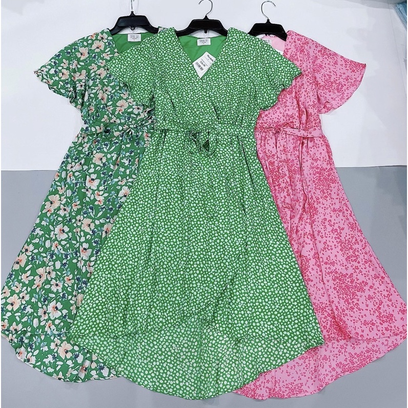 Đầm hoa đắp chéo ngực xuất dư xịn