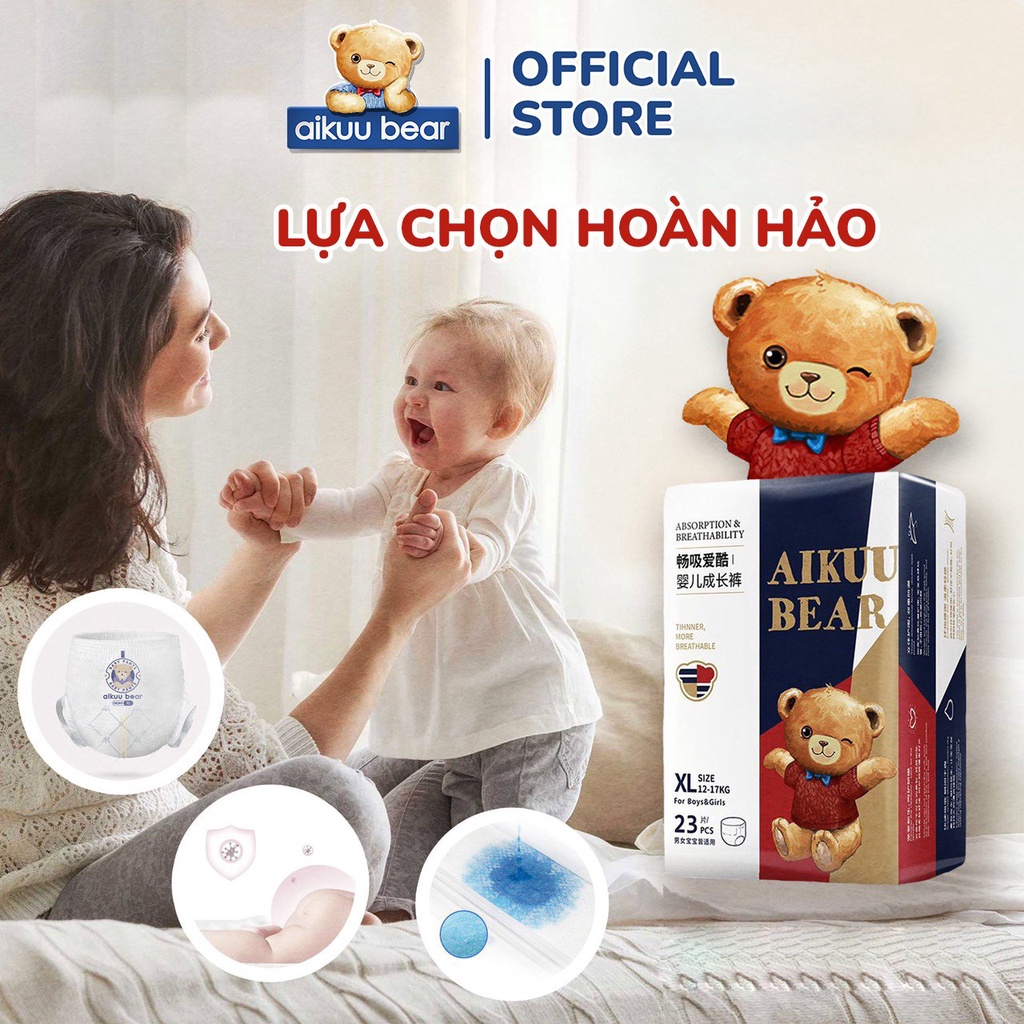 [Thùng]Tã Bỉm AIKUU BEAR Dán/Quần đủ size S112,M100/M100,L96,XL92,XXL88,XXXL84