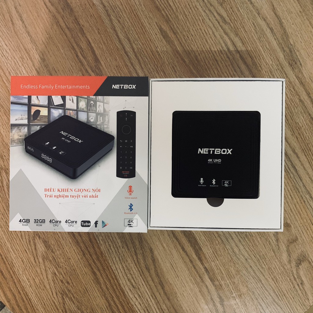 BOX TV RAM 4G Netbox B68 Kèm điểu khiển giọng nói chuẩn Voice, Tải App, xem Kênh truyền hình K+ &amp; Kênh giải trí đỉnh cao