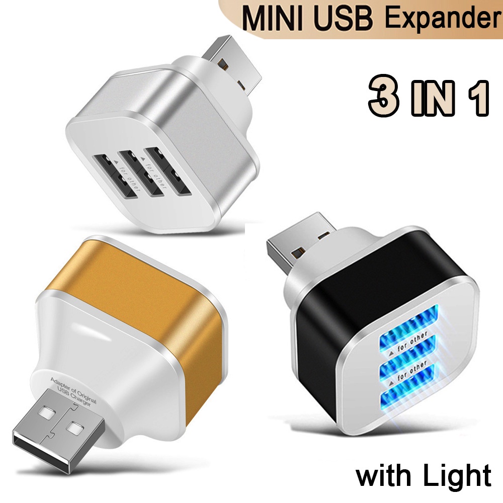 Bộ Chia 3 Cổng Sạc USB 2.0 3 Trong 1 Cho Điện Thoại / Máy Tính Bảng / Laptop