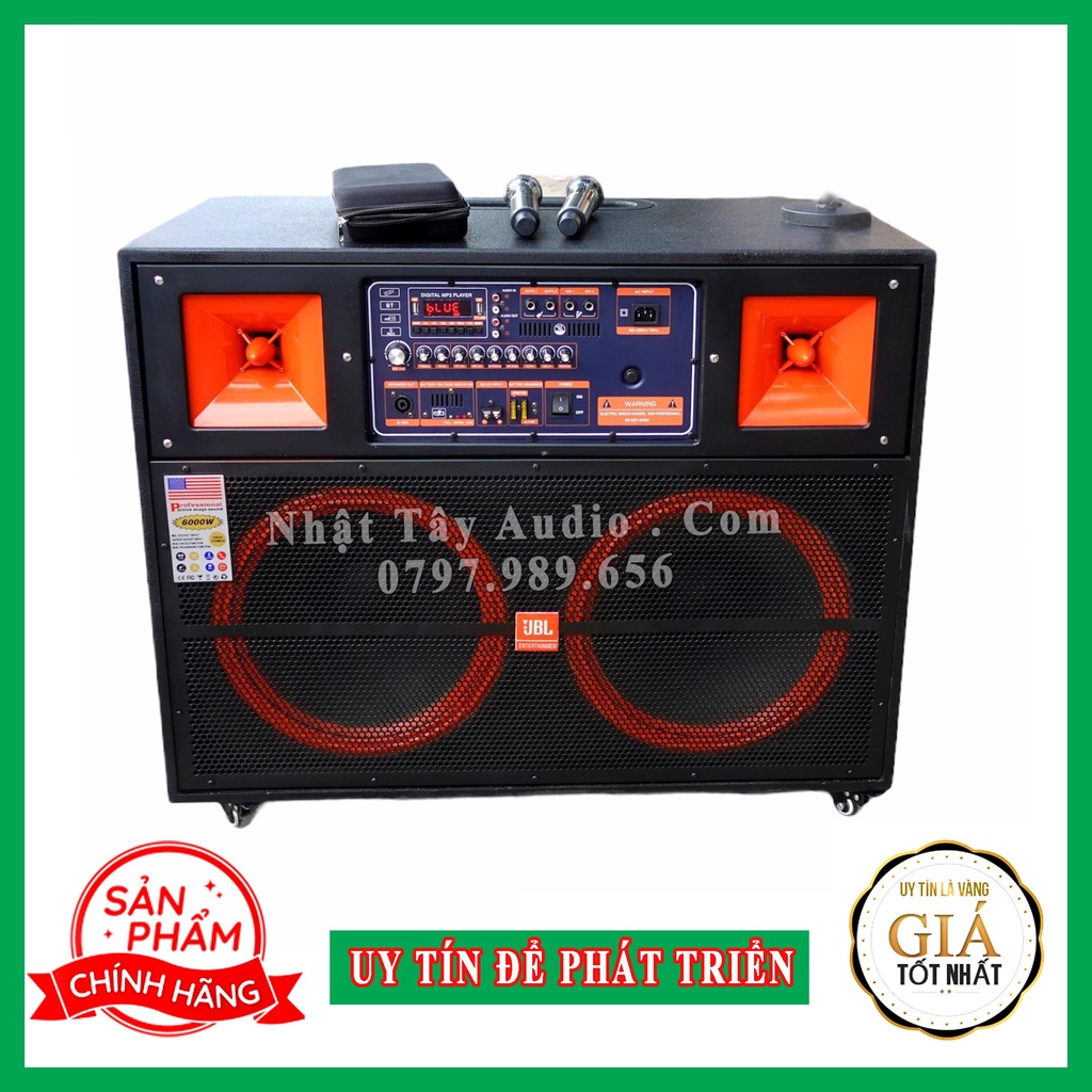 Thùng loa kẹo kéo bass đôi 40 công suất lớn giá rẻ JBL 8000, Loa karaoke di động 2 bass cao cấp hát hay