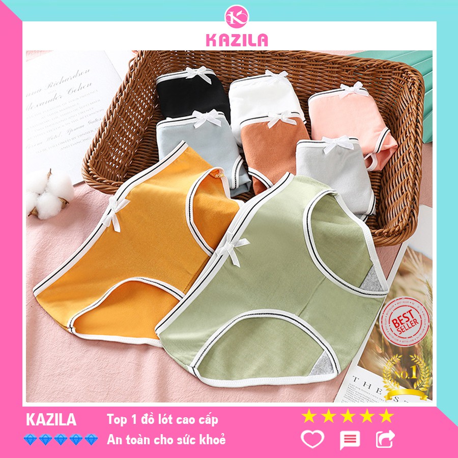 Quần lót nữ cotton cao cấp trơn viền đen trắng, quần lót cotton kháng khuẩn co giãn 4 chiều thoáng khí Kazila QLH80