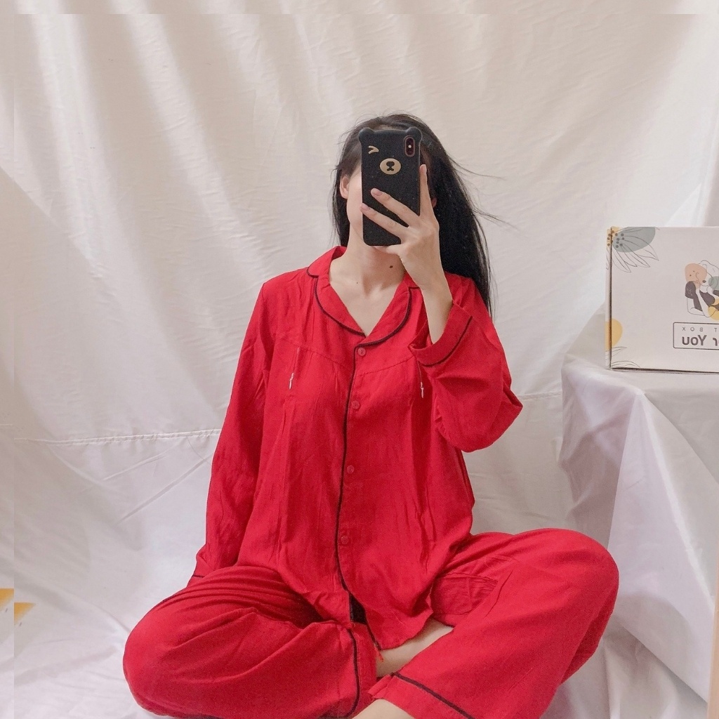 Bộ Bầu Sau Sinh Pijama Chất Đũi Hàn Viền Đen Siêu Mềm, Mát Có Khóa Cho Con Bú Cao Cấp (Free Size 45-65kg)