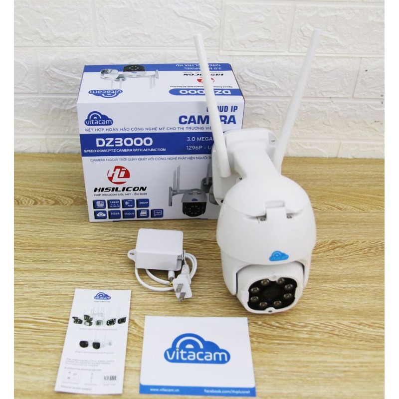 [Chính Hãng] Vitacam DZ3000 - Xoay 360 - Hồng Ngoại cực nét - Camera IP quan sát chống thấm nước tốt