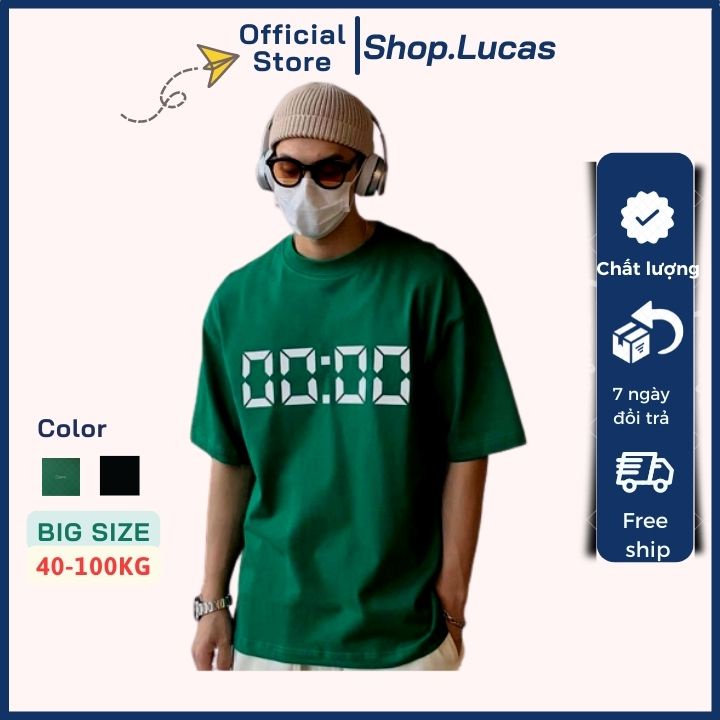 Áo Thun 00:00 Xanh Lá Cây Đậm Áo Phông Xanh Rêu Unisex vải cotton thoáng mát cổ tròn bigsize XXL 2XL