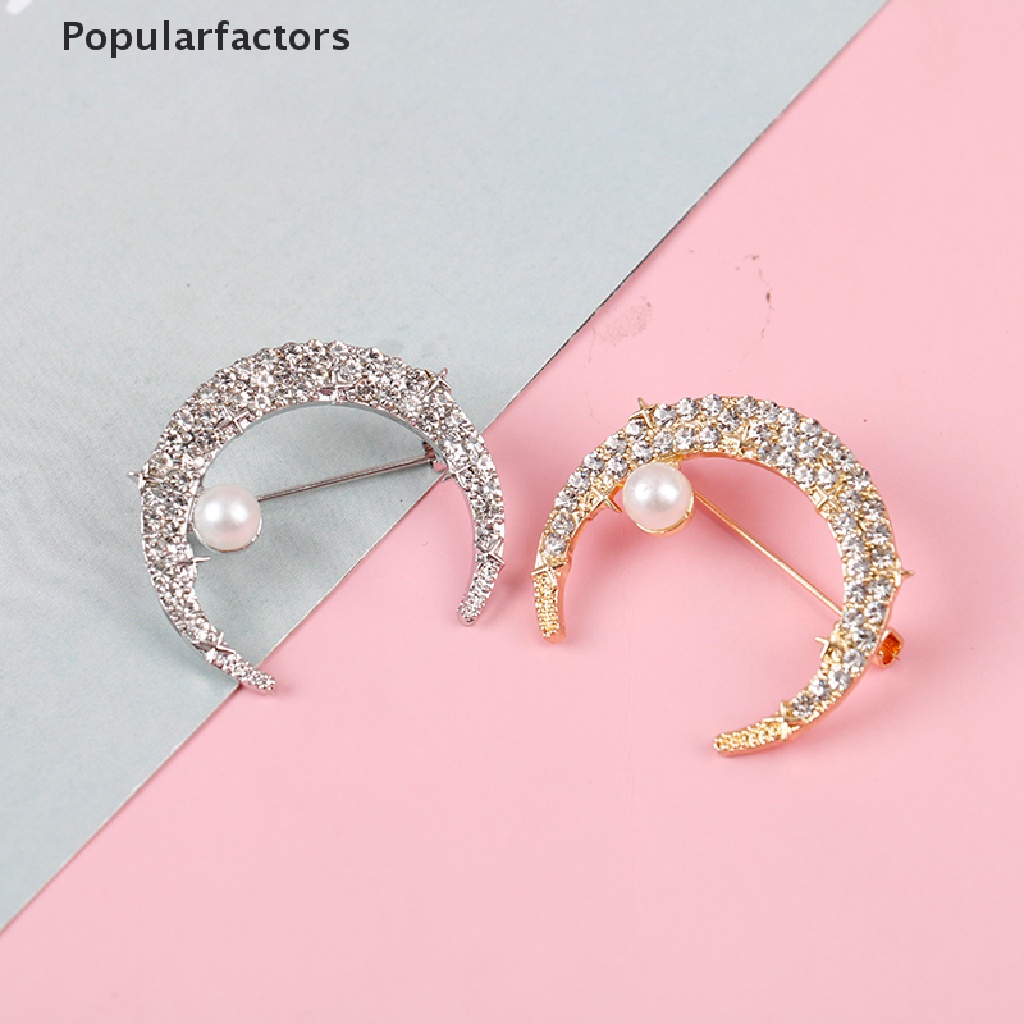 Ghim cài áo họa tiết mặt trăng và ngọc trai nhân tạo sang trọng thời trang