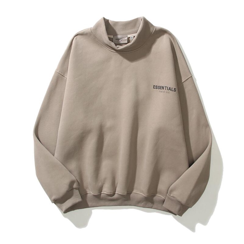 Áo sweater FOG Fear Of God Essentials cổ lọ tay dài in chữ cái da phản quang thời trang thường ngày