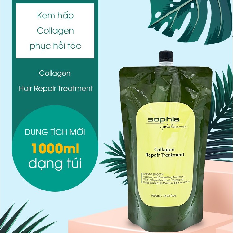 Kem hấp ủ tóc Collagen Sophia Platium 450ml-1000ml -1500ml chính hãng Hàn Quốc - Phục hồi tóc hư tổn - Khô xơ - Chẻ ngọn