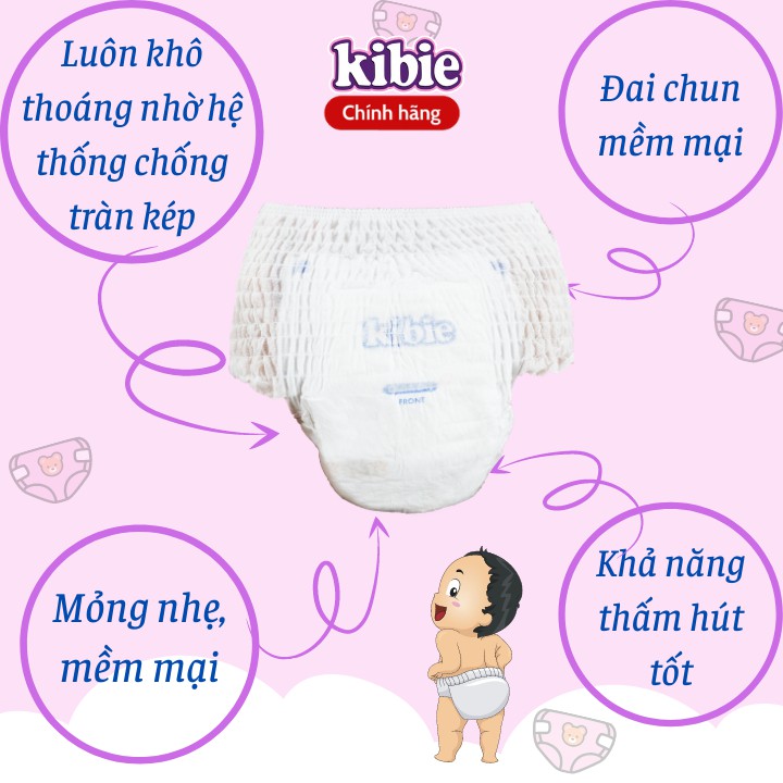 [CÁC SIZE] Bỉm Quần KIBIE Quick Dry - Tã Quần Cao Cấp Hàn Quốc Mềm Nhẹ Khô Thoáng Vượt Trội - M52/L48/XL44/XXL40