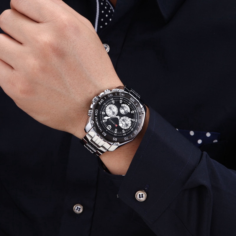 Đồng hồ đeo tay nam CURREN Thương hiệu Đồng hồ đeo tay bằng thép không gỉ chống nước sang trọng dành cho nam giới