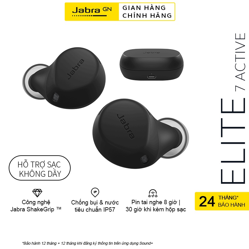 Tai Nghe Bluetooth True Wireless JABRA ELITE ACTIVE 7 Chống ồn ANC 2 micro IP57 Mono Model