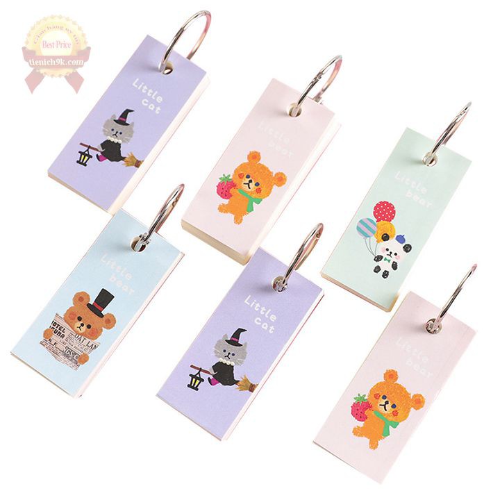 Flashcard lò xo học từ vựng ngoại ngữ tập đếm cho bé hình gấu cute