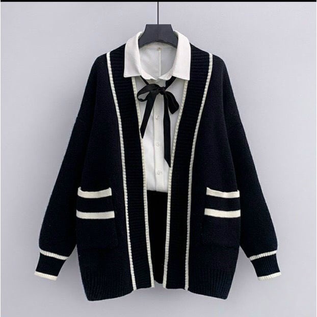 Áo khoác cardigan viền đen mẫu mới