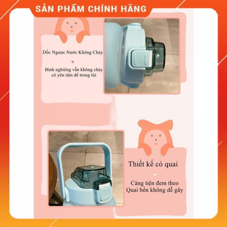 Bình Nước Thể Thao, Đi Học, Tập Gym Nhựa An Toàn Chia Vạch Dung Tích 2L