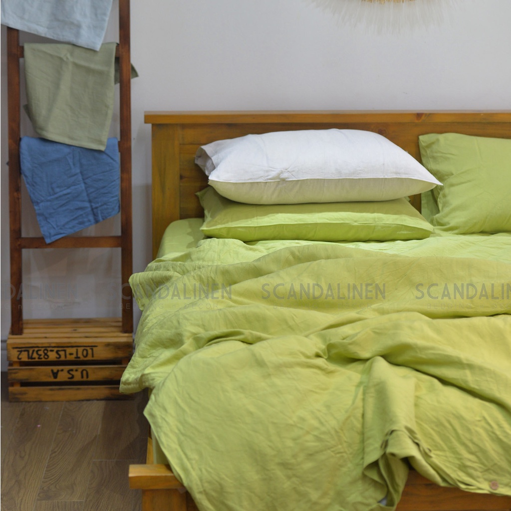 Bộ Chăn Ga Gối Linen Bamboo – Xanh Cốm 43