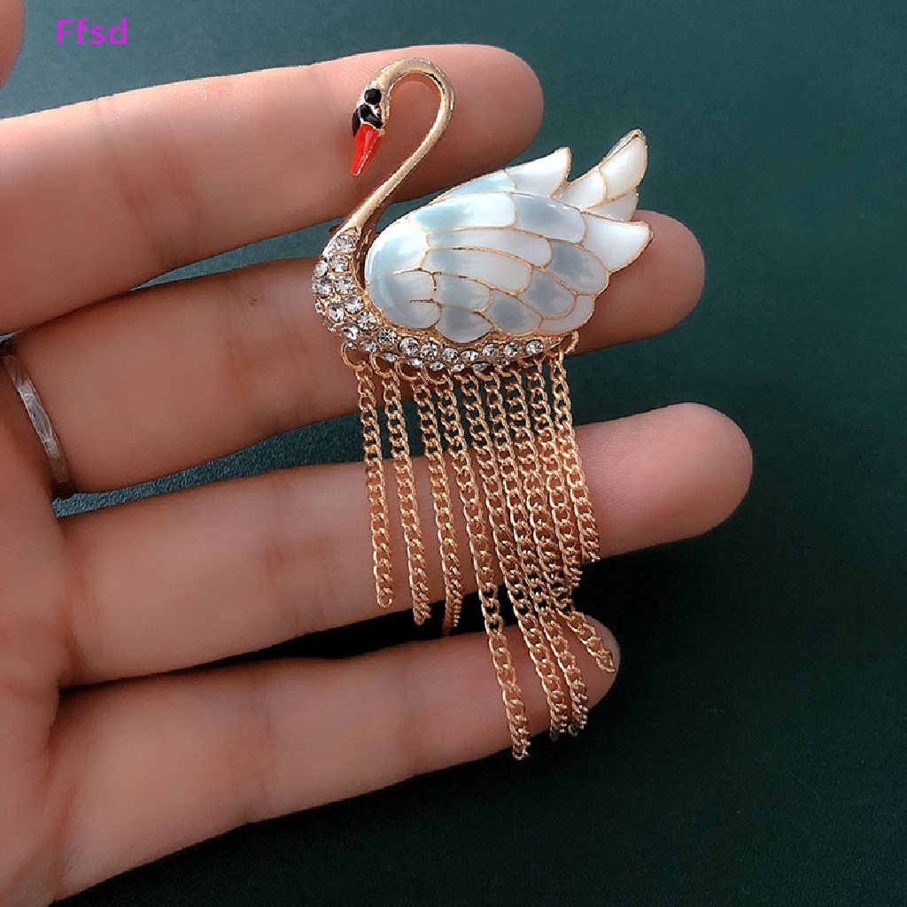{Ffsd} Ghim Cài Áo Đính Đá Pha Lê Tua Rua Hình Thiên Nga Dành Cho Nữ Trang Trí Tiệc Tùng * Bán Chạy