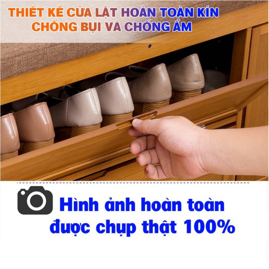 Tủ giày thông minh bằng gỗ tre tự nhiên cao cấp, Kệ ghế để giày siêu tiết kiệm diện tích, phong cách hiện đại