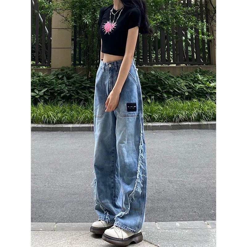 Quần Jeans Nữ Cạp Cao Ống Rộng Thời Trang Mùa Hè Mới