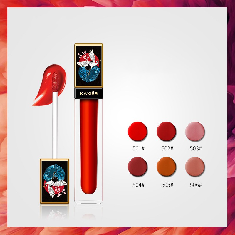 [Hàng mới về] Son kem lì hoa văn Trung Hoa lâu trôi chống dính cốc dưỡng ẩm môi