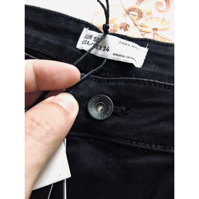 [Ảnh Thật Tự Chụp] Quần Jeans Zara đen cốt không bay màu co giãn skinny fit Xịn