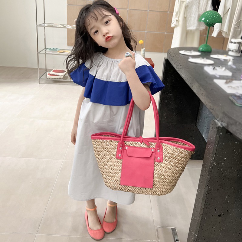 Đầm Công Chúa Không Tay Màu Trơn Nhấn Eo Thời Trang Mùa Hè Hàn Quốc Cho Bé Gái