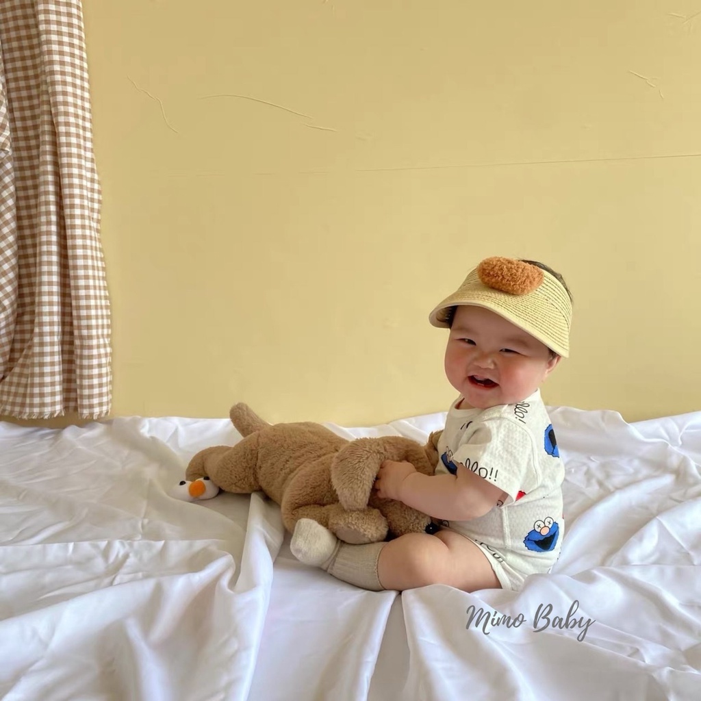 Mũ nón cói nửa đầu đính gấu bông xù đáng yêu cho bé 6m-7y Mimo baby MH109
