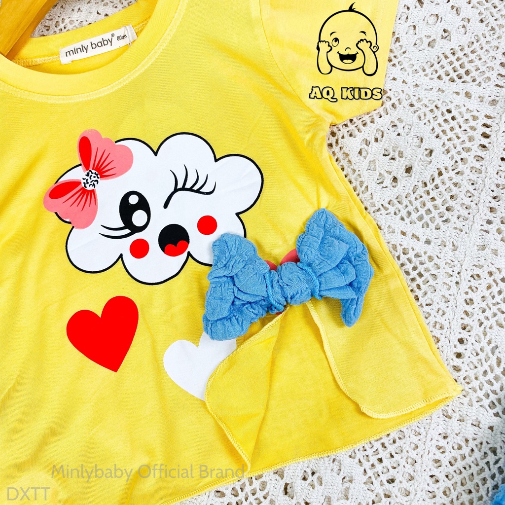 Đồ bộ thời trang bé gái size đại 8-30kg, Áo thun lạnh + quần đũi xốp thời trang chính hãng Minlybaby BLDX7