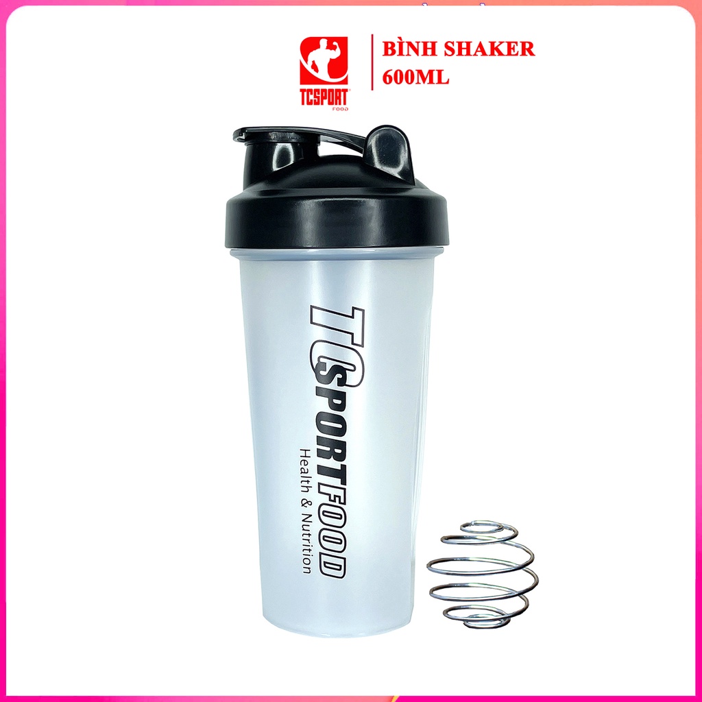 Bình lắc Shaker pha sữa cho người tập GYM - Bình nước thể thao Shaker - 600 ml - chính hãng