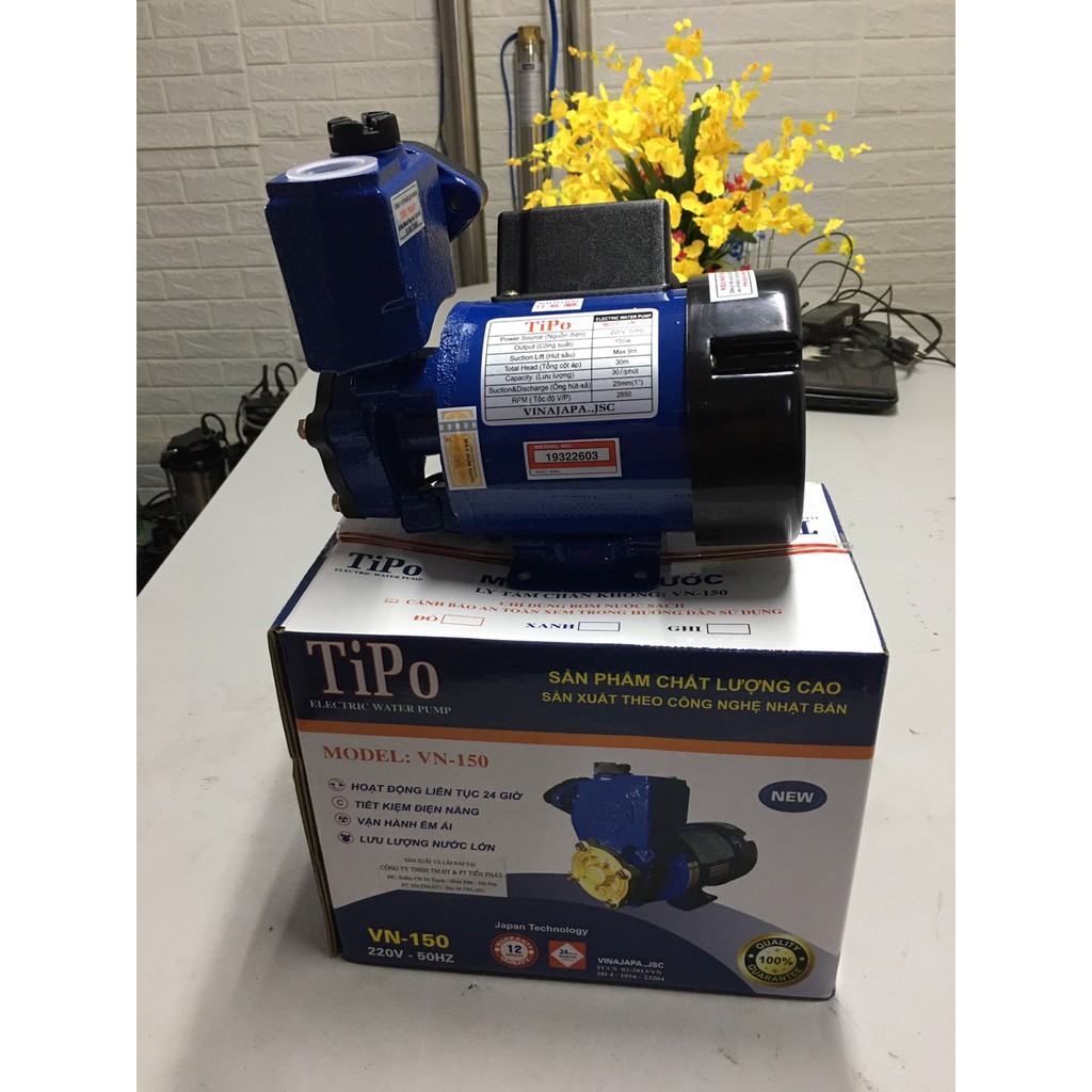 Máy bơm nước trên không 150W hiệu TIPO VN-150E hút giếng khoan, bể ngầm, nước máy đẩy lên tầng 1 hoặc 2, hàng Việt Nam