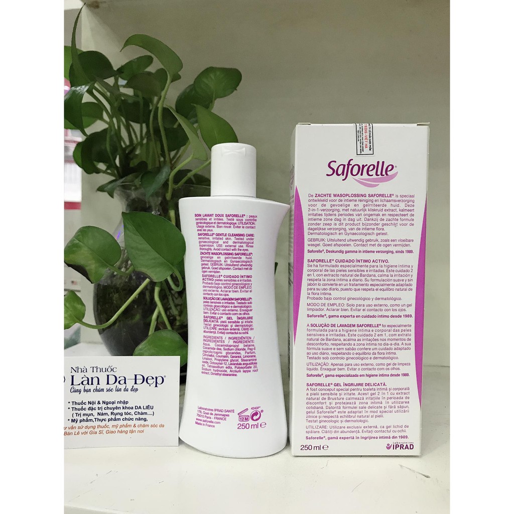 Gel rửa Saforelle Soin Lavant Doux dung dịch vệ sinh phụ nữ hương thảo mộc giảm ngứa ngừa nấm sạch vùng kín 100ml 250ml