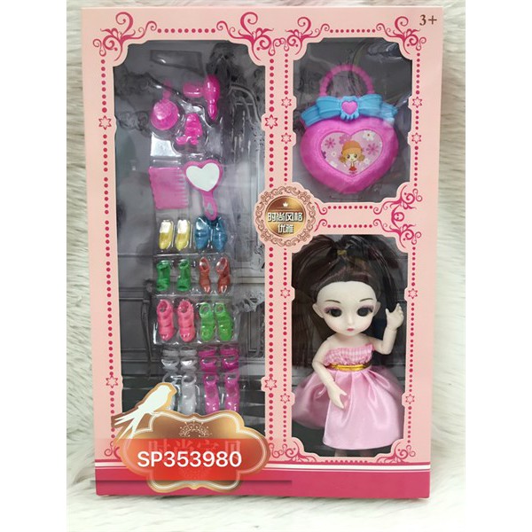 Đồ chơi BABY 1C KHỚP, MẮT THỦY TINH + TÚI XÁCH + 8 ĐÔI GIÀY, 868-5