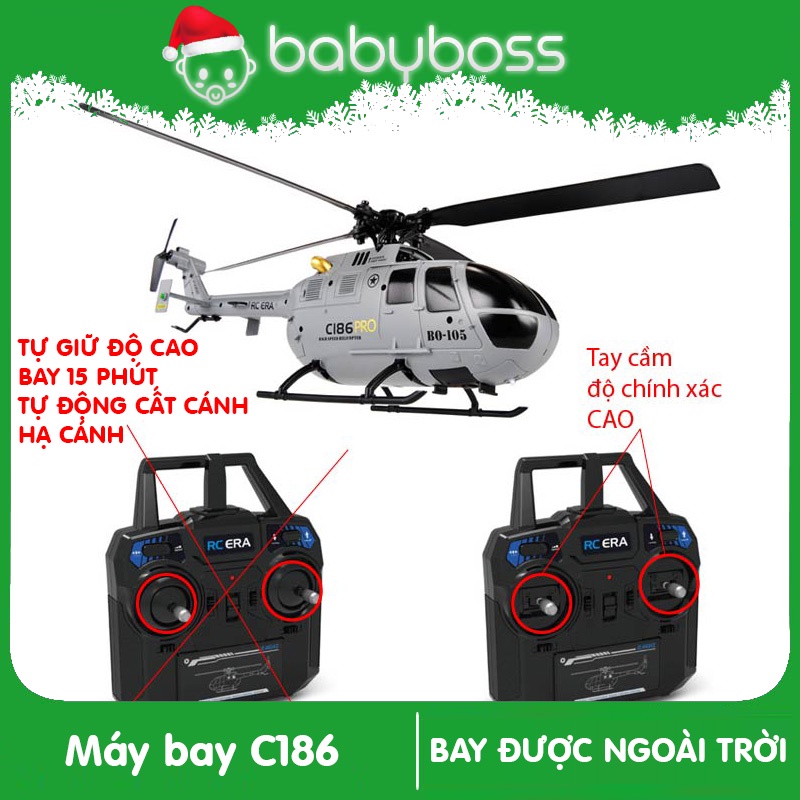 Máy bay trực thăng điều khiển từ xa C186 Pro tự giữ độ cao phiên bản tay điều khiển chính xác cao
