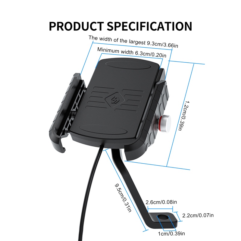 Giá Đỡ Điện Thoại Kiêm Sạc Điện Thoại 2 Trong 1 Cổng USB Gắn Kính Chiếu Hậu Xe Máy Cho Điện Thoại 3 5-6 5