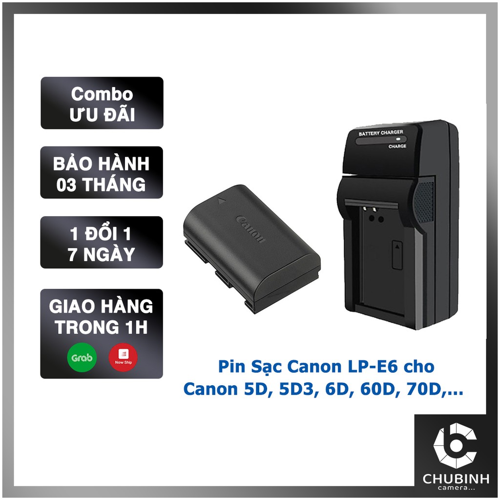 Combo Pin + Sạc Canon LP-E6