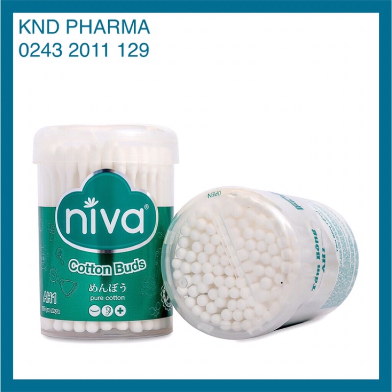 Hũ Tăm Bông Niva Người Lớn 100 Que Nhựa AH1 (Sản xuất theo công nghệ mới của Châu Âu)