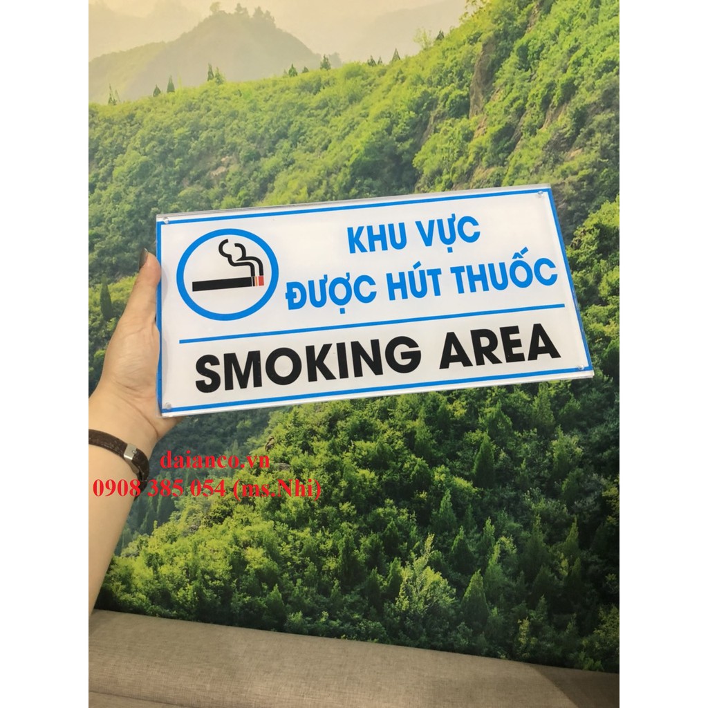 [HCM] Giảm giá Bảng báo khu vực hút thuốc chất liệu mica-  KT 15x30cm- Hình thật, có sẵn