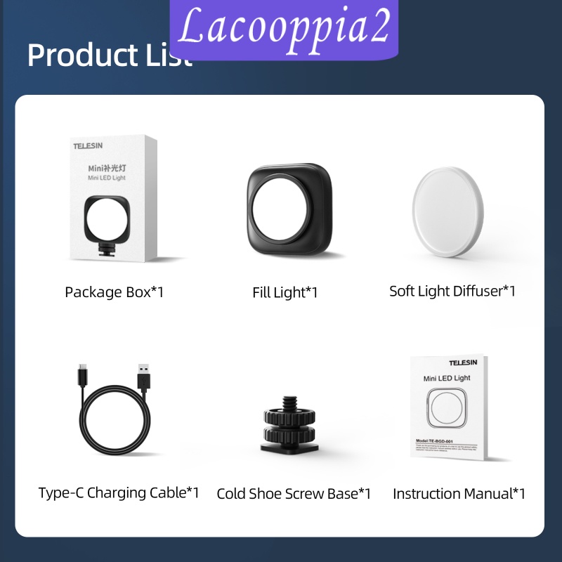 [LACOOPPIA2] Mini Soft Video Fill Light Rechargeable for Vlog Selfie Girl SLR 36LED Black