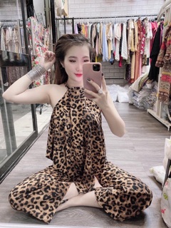 [ NEW ] Sét đồ bộ lụa da beo kiểu yếm sát lách
