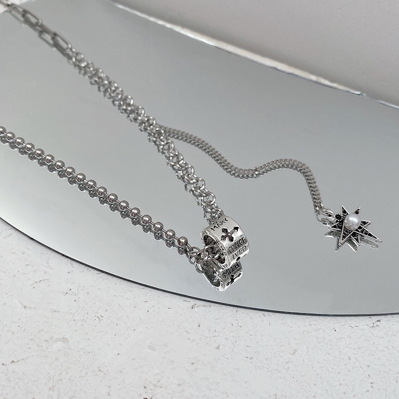 Vòng cổ Thép Titan Mặt Hình Thánh Giá Phong Cách hip hop retro Thời Trang Cho Nam Nữ