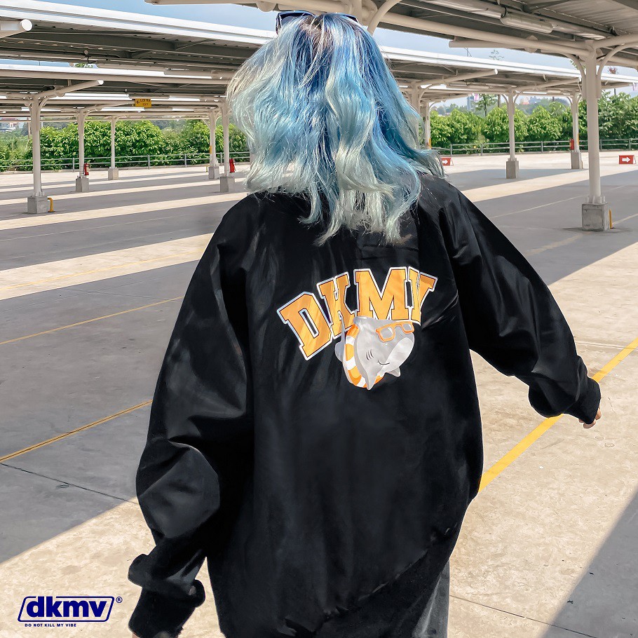 Áo khoác bomber dù unisex DKMV màu đen - Áo bomber Swag Fish