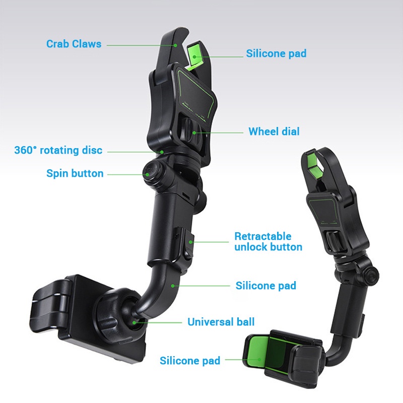 Giá Đỡ Điện Thoại Gắn Kính Chiếu Hậu 900 Kẹp Tiện Dụng Cho Xe Hơi