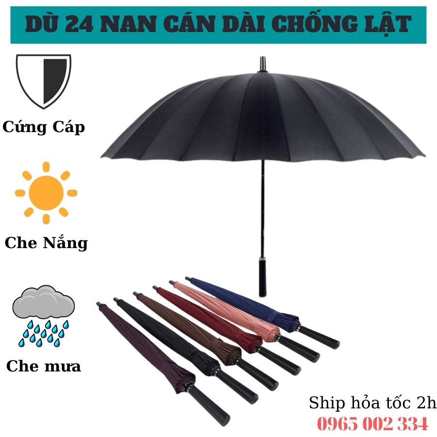 Ô Che Mưa Siêu To 24 Nan KAW Loại Tốt Kiểu Dáng Đẹp, Vải Chống Thấm Nước, Chống Tia UV Bảo Vệ Da Hiệu Quả